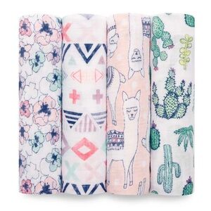 aden + anais - 4 Classic Swaddling Wraps “Trail Blooms”